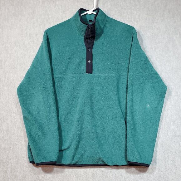 Uniqlo Sweater Men Medium Green Mountaineering Fleece Snap Button Front Pullover - Picture 1 of 8